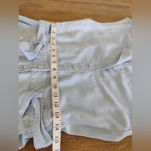 Laundry Chambray Romper Shorts Button Down Belted by Shelli Segal Size Small - Picture 9 of 15